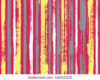 Watercolor strips seamless vector background. Striped tablecloth textile print. Multicolor ethnic sample swatch design. Paintbrush artistic lines fabric seamless print.