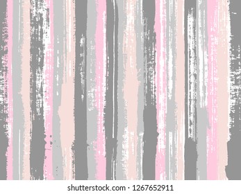Watercolor strips seamless vector background. Brush stroke lines messy backdrop print pattern. Contemporary art graffiti drawing swatch. Striped tablecloth textile print.