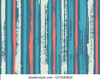 Watercolor strips seamless vector background. Old style background for poster, banner, card. Ornament sample design for sailor suit. Striped tablecloth textile print.