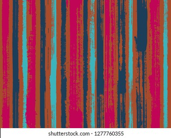 Watercolor strips seamless vector background. Hatch ink lines fabric seamless pattern print. Striped tablecloth textile print. Ornament sample design for sailor suit.