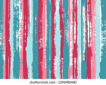 Watercolor strips seamless vector background. Parellel gouache vertical lines seamless backdrop. Striped tablecloth textile print. Grungy ink doodles simple endless texture.