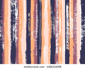Watercolor strips seamless vector background. Striped tablecloth textile print. Uneven ink hatch vertical lines textile pattern. Multicolor ethnic sample swatch design.