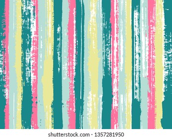 Watercolor strips seamless vector background. Parellel gouache vertical lines seamless backdrop. Colorful wrapping paper packaging design. Striped tablecloth textile print.