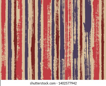 Watercolor strips seamless vector background. Striped tablecloth textile print. Grungy ink doodles simple endless texture. Freehand tracery watercolour lines vector pattern.