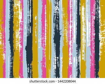 Watercolor strips seamless vector background. Contemporary art graffiti drawing swatch. Vivid vertical lines stains vector graphics. Striped tablecloth textile print.
