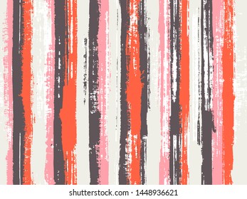 Watercolor strips seamless vector background. Striped tablecloth textile print. Decorative bright plaid ornament swatch. Sloopy gouache vertical lines vector pattern.