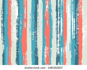 Watercolor strips seamless vector background. Striped tablecloth textile print. Bright wall graffiti drawing illustration. Old style background for poster, banner, card.