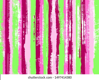 Watercolor strips seamless vector background. Sloopy gouache vertical lines vector pattern. Striped tablecloth textile print. Multicolor ethnic sample swatch design.