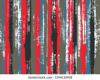 Watercolor strips seamless vector background. Paintbrush artistic lines fabric seamless print. Colorful wrapping paper packaging design. Striped tablecloth textile print.