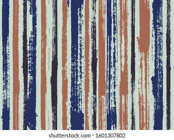 Watercolor strips seamless vector background. Old style background for poster, banner, card. Striped tablecloth textile print. Torn paper effect ethnic design.