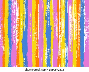 La acuarela tira el fondo vectorial sin fisuras. Patrón textil de rayas de tinta desiguales. Tapa textil a rayas. Muestra de textura de socorro ornamental.