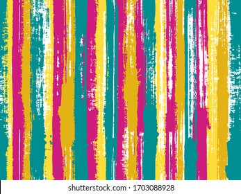 La acuarela tira el fondo vectorial sin fisuras. Muestra de textura de socorro ornamental. Tapa textil a rayas. Patrón textil de rayas de tinta desiguales.