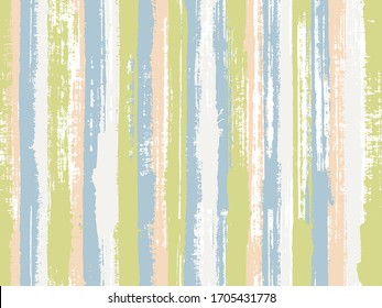 Watercolor strips seamless vector background. Grungy ink doodles simple endless texture. Uneven ink hatch vertical lines textile pattern. Striped tablecloth textile print.