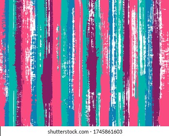 Watercolor strips seamless vector background. Paintbrush artistic lines fabric seamless print. Striped tablecloth textile print. Grungy ink doodles simple endless texture.