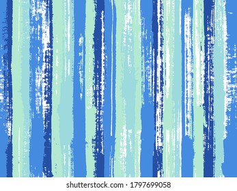 Watercolor strips seamless vector background. Ornament sample design for sailor suit. Vivid vertical lines stains vector graphics. Striped tablecloth textile print.