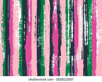Aquarellstreifen nahtlose Vektorhintergrund. Dekorationsmuster aus feinem Mauerwerk. Pinselstriche zeichnen ein chaotisches Hintergrundbild aus. Stoffdruck mit Streifen.