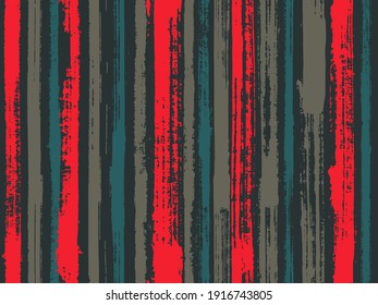 Watercolor strips seamless vector background. Striped tablecloth textile print. Brush stroke lines messy backdrop print pattern. Distress texture ornament sample swatch.