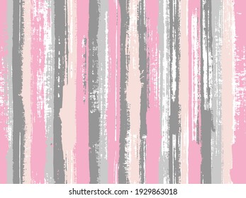 Watercolor Strips Seamless Vector Background. Grungy Ink Doodles Simple Endless Texture. Striped Tablecloth Textile Print. Sloopy Gouache Vertical Lines Vector Pattern.