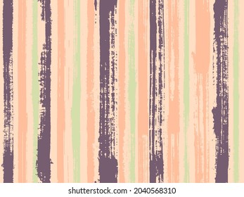 Watercolor strips seamless vector background. Striped tablecloth textile print. Multicolor ethnic sample swatch design. Hatch ink lines fabric seamless pattern print.