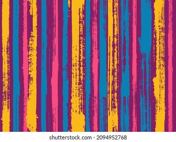 Watercolor strips seamless vector background. Decorative bright plaid ornament swatch. Striped tablecloth textile print. Old style background for poster, banner, card.