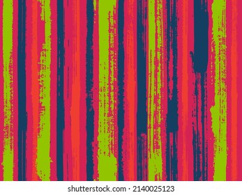Watercolor strips seamless vector background. Grungy ink doodles simple endless texture. Sloopy gouache vertical lines vector pattern. Striped tablecloth textile print.