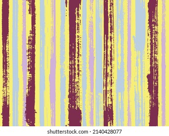 Watercolor strips seamless vector background. Uneven ink hatch vertical lines textile pattern. Striped tablecloth textile print. Ornament sample design for sailor suit.