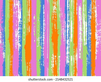 Watercolor strips seamless vector background. Hatch ink lines fabric seamless pattern print. Distress texture ornament sample swatch. Striped tablecloth textile print.