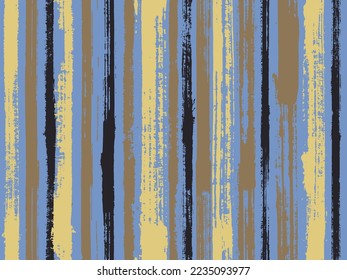Watercolor strips seamless vector background. Bright wall graffiti drawing illustration. Hatch ink lines fabric seamless pattern print. Striped tablecloth textile print.