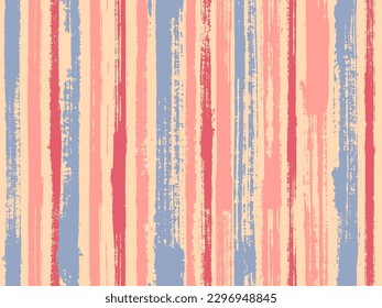 La acuarela tira el fondo vectorial sin fisuras. Impresión textil con manteles a rayas. Diseño de repetición de la muestra de textura de pintura acrílica. Pincel de líneas artísticas tejido de impresión sin fisuras.