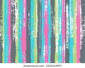 Watercolor strips seamless vector background. Bright wall graffiti drawing illustration. Striped tablecloth textile print. Sloopy gouache vertical lines vector pattern.