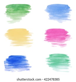 Watercolor stroke hand drawn backgrounds. Colorful paint elements for your design. Vector illustration.