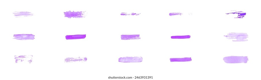 Watercolor strokes on a white background. Set of watercolor brushes. Strokes. Design element. Vector graphics 