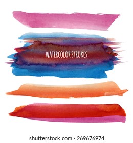 Watercolor strokes and texture. Vector design.