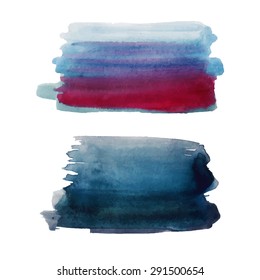 Watercolor strokes and texture. Vector design.