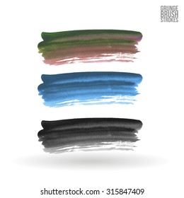 Watercolor strokes and texture. Vector design.