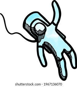 Watercolor style astronaut icon hand drawn