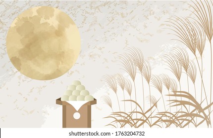 Watercolor style background image of full moon suki in the night sky