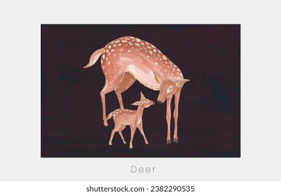 Watercolor style ,bird water color animals deer, rabbit, tigar fus 