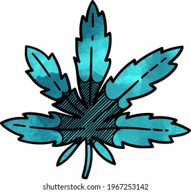 Watercolor style cannabis leaves icon