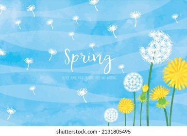 Watercolor style dandelion spring background material