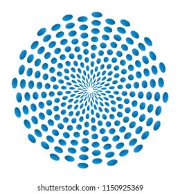 watercolor style dots flower in blue shades