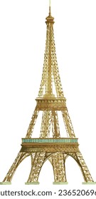 Watercolor style drawing of the French historical landmark monument of the EIFFEL TOWER, PARIS