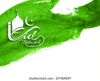 Watercolor style Eid Mubarak vector background design.