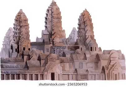 Aquarellmalerei des kambodschanischen Denkmals des ANGKOR WAT, KRONG SIEM REAP