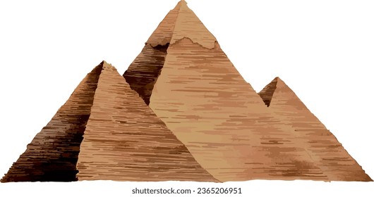 Aquarellmalerei des ägyptischen historischen Denkmals GIZA PYRAMID COMPLEX, GIZA