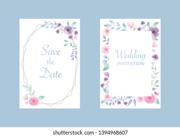 Watercolor style flower and leaf cards made by illustrator. Wedd