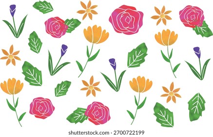 Ilustración de fondo de patrón de flores y hojas de estilo de acuarela