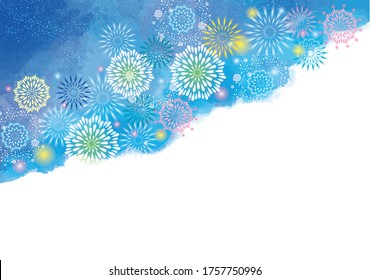 Watercolor style frame of fireworks display