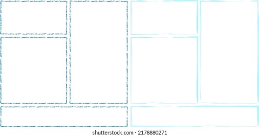 Watercolor style frame size variation set (light blue)