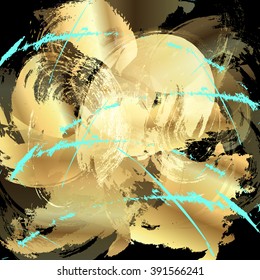 Watercolor style with gold elements dark abstract background. Vector illustration